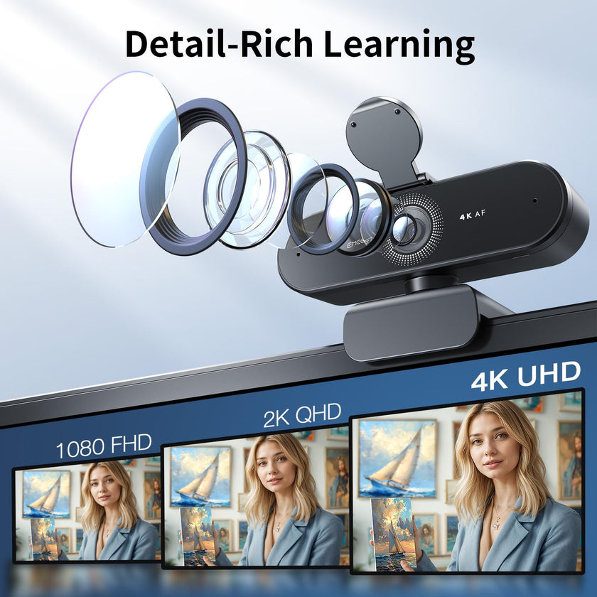 EMEET NOVA 4K Webcam for PC - Computer Camera PDAF Autofocus, 2 Mics, 73° FOV, Auto Light Correction, USB Plug & Play Web Cam, Privacy Cover, Ideal for Home Office, Streaming, Business & Video Calls 🍁 All In One Marketplace Canada