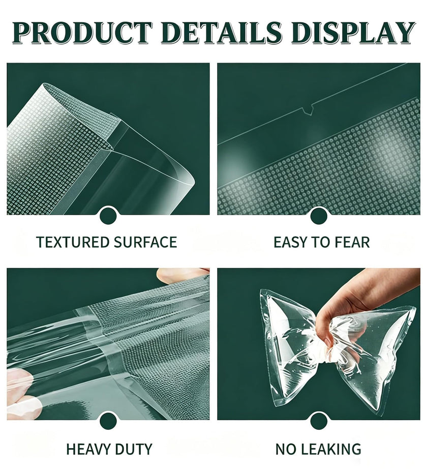 300 Count Vacuum Sealer Bags - Food Saver Bag (8x12,7x10,6x8) Precut Quart for Vacuum Seal, Meal Prep,Sous Vide, BPA Free, Heavy Duty, Commercial Grade Freezer Bags 🍁 All In One Marketplace Canada