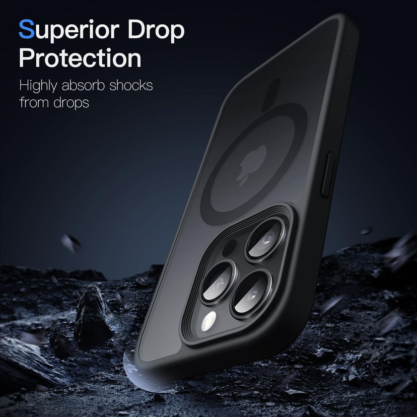JETech Magnetic Case for iPhone 15 Pro 6.1-Inch Compatible with MagSafe, Translucent Matte Back Slim Shockproof Phone Cover (Black) 🍁 All In One Marketplace Canada