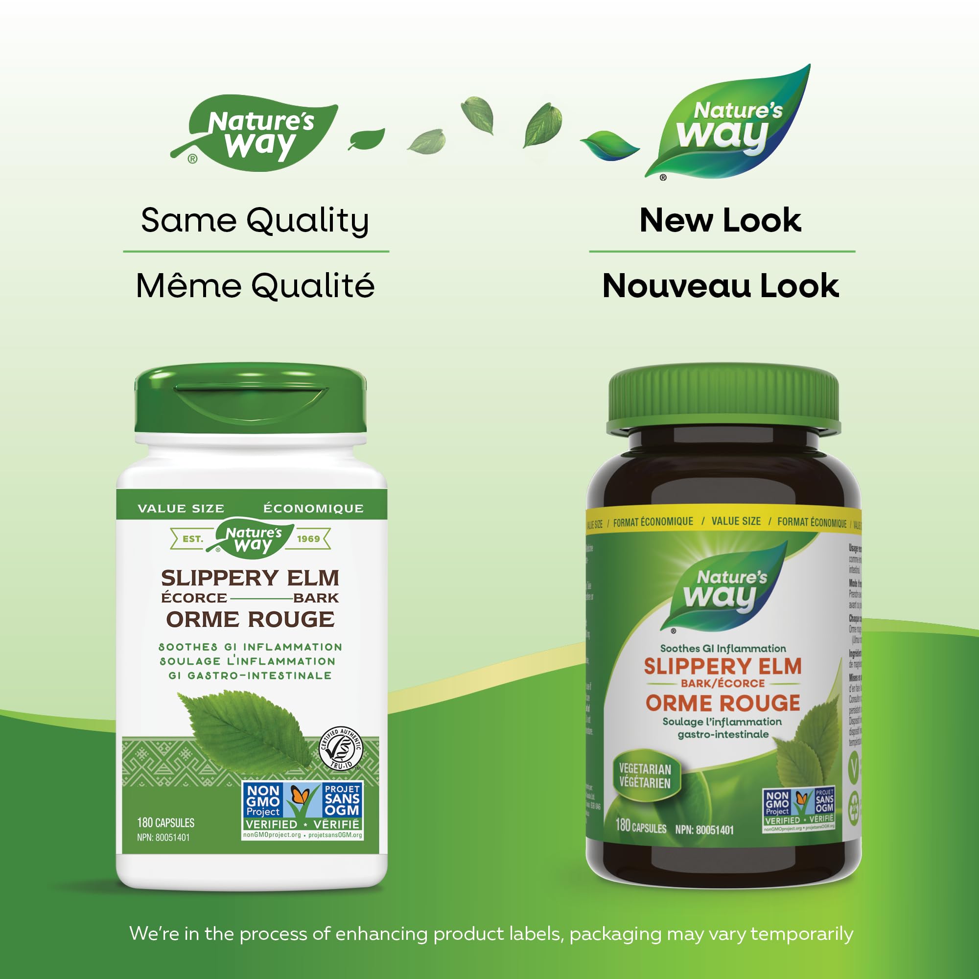 Nature’s Way Slippery Elm Bark – Traditionally Used to Soothe GI Tract Inflammation – Vegetarian, Non-GMO– 180 Capsules 🍁 All In One Marketplace Canada