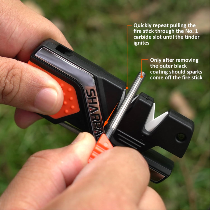 SHARPAL 101N 6-in-1 Pocket Knife Sharpener & Survival Tool, with Fire Starter, Whistle & Diamond Sharpening Rod, Quickly Repair, Restore and Hone Straight and Serrated Blade 🍁 All In One Marketplace Canada