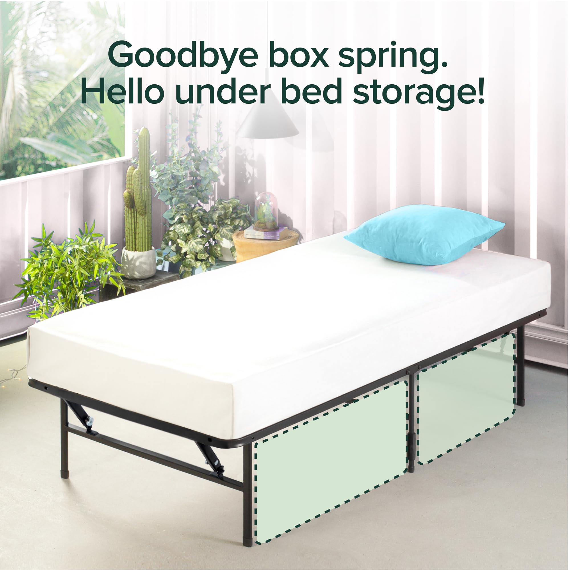 ZINUS SmartBase Tool-Free Assembly Mattress Foundation / 14 Inch Metal Platform Bed Frame/No Box Spring Needed/Sturdy Steel Frame/Underbed Storage, Black, Twin, Regular 🍁 All In One Marketplace Canada