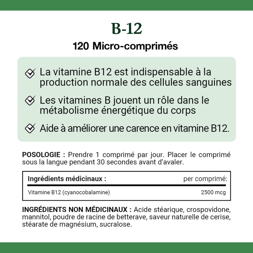 NATURE'S BOUNTY Vitamin B-12 Supplement, 2500 mcg, Quick Dissolve Tablets, Natural Cherry Flavour, Helps In Energy Metabolism, Essential In Normal Formation Of Blood Cells, 120 Tablets, 42 g 🍁 All In One Marketplace Canada
