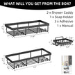 MOFOROCO 3-Pack Shower Caddy Basket Shelf with Soap Holder, No Drilling Traceless Adhesive Shower Wall Shelves, Rustproof Black Bathroom Shower Storage Organizer 🍁 All In One Marketplace Canada