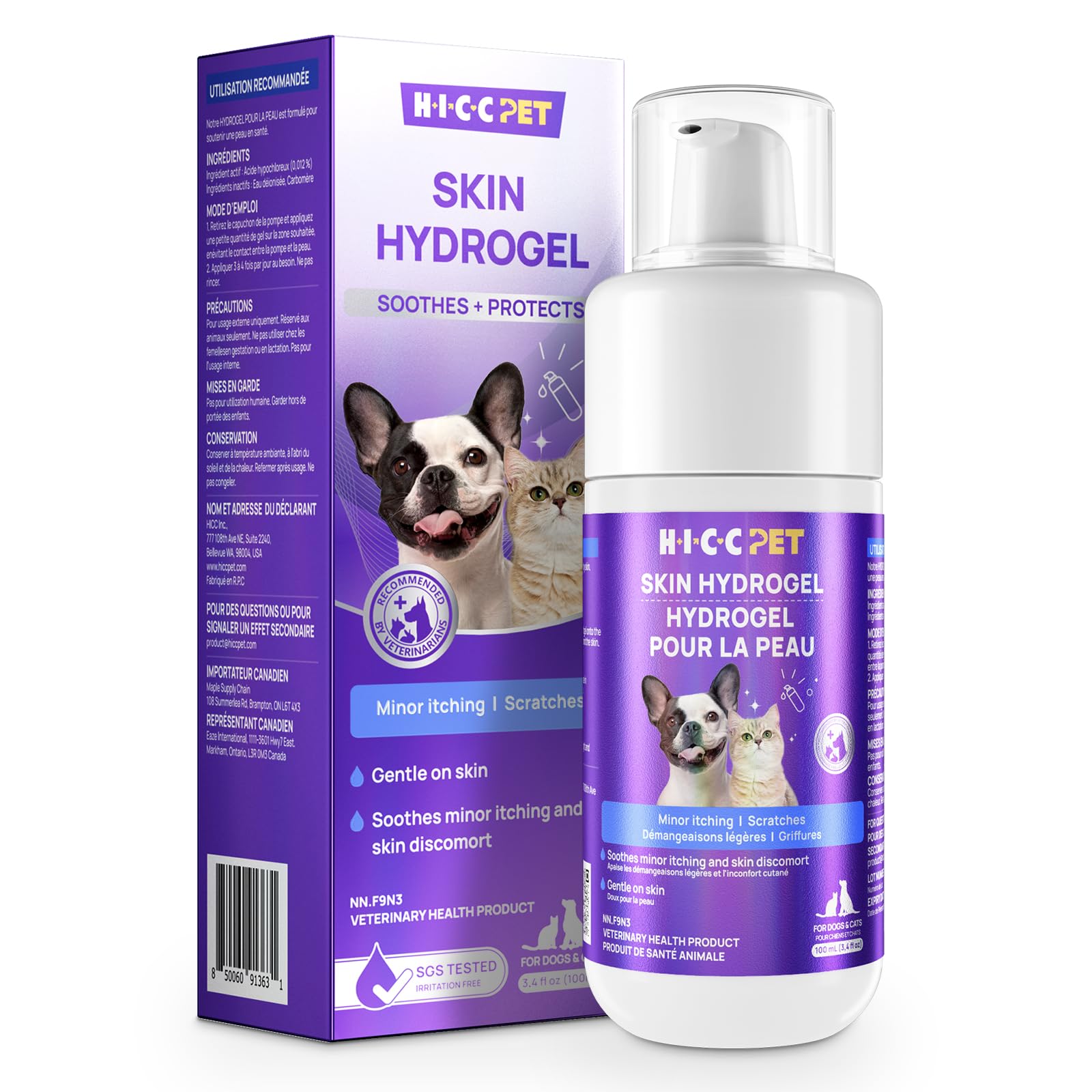 HICC PET Dog Wound Care Hydro Gel, Hot Spot Treatment for Dogs, Soothes Inflammation, Prevents Infection, Treats Bites & Scratches, Cat Wound Care Solution, Small Animal Health Supplies, 100ml 🍁 All In One Marketplace Canada