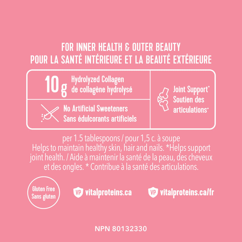 VITAL PROTEINS Beauty Collagen Peptides Strawberry Lemon Powder, Supports Hair, Skin & Nails With Hyaluronic Acid, Biotin & Vitamin C & Helps Form Collagen & Reduce Joint Pain Associated With Osteoarthritis, 201 g 🍁 All In One Marketplace Canada