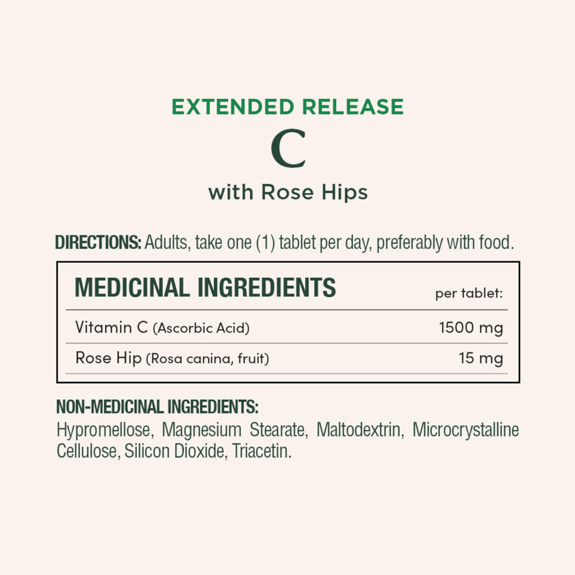 NATURE'S BOUNTY Vitamin C With Rose Hips, 1500 mg, Extended Release, Helps Maintain Immune Function, Coated Tablets, 192.7 g 🍁 All In One Marketplace Canada