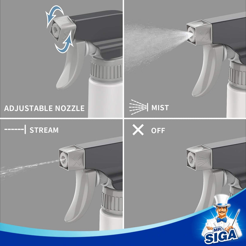MR.SIGA 24 oz Plastic Spray Bottles for Cleaning Solutions, HDPE Commercial Grade Refillable Spray Bottles with Measurements and Adjustable Leak Proof Nozzle, 3 Pack 🍁 All In One Marketplace Canada