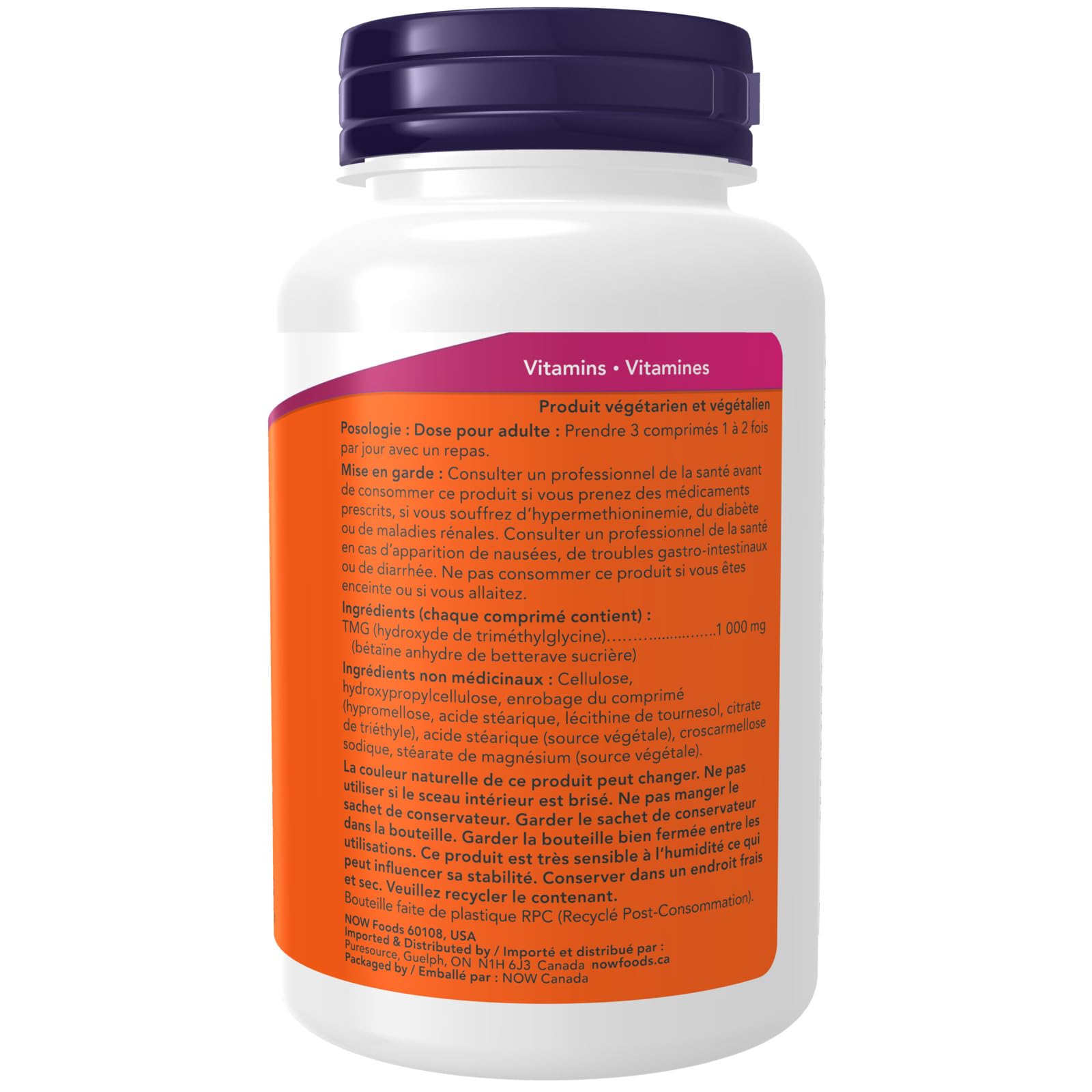 NOW Supplements, TMG Betaine (Trimethylglycine) 1,000 mg, Liver Support, 100 Tablets 🍁 All In One Marketplace Canada