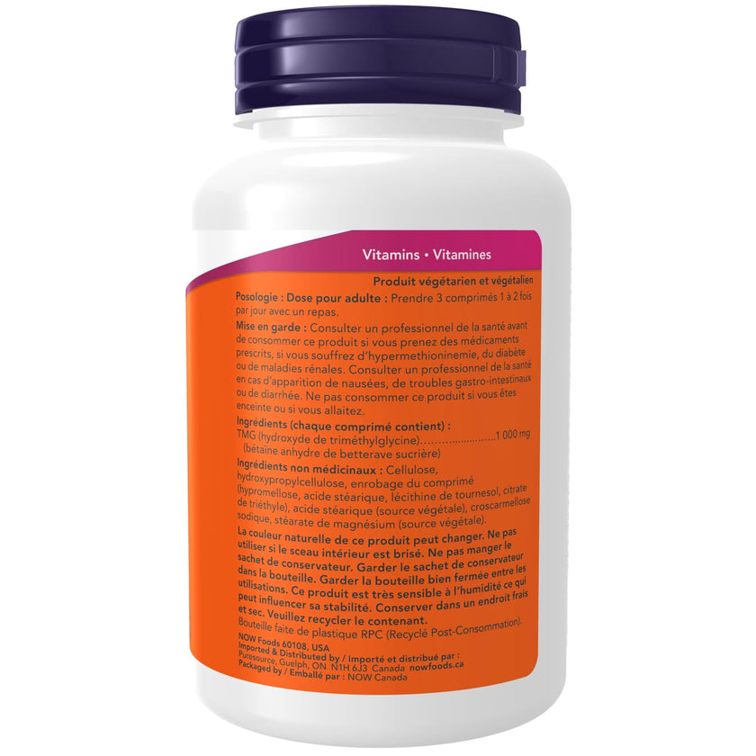 NOW Supplements, TMG Betaine (Trimethylglycine) 1,000 mg, Liver Support, 100 Tablets 🍁 All In One Marketplace Canada