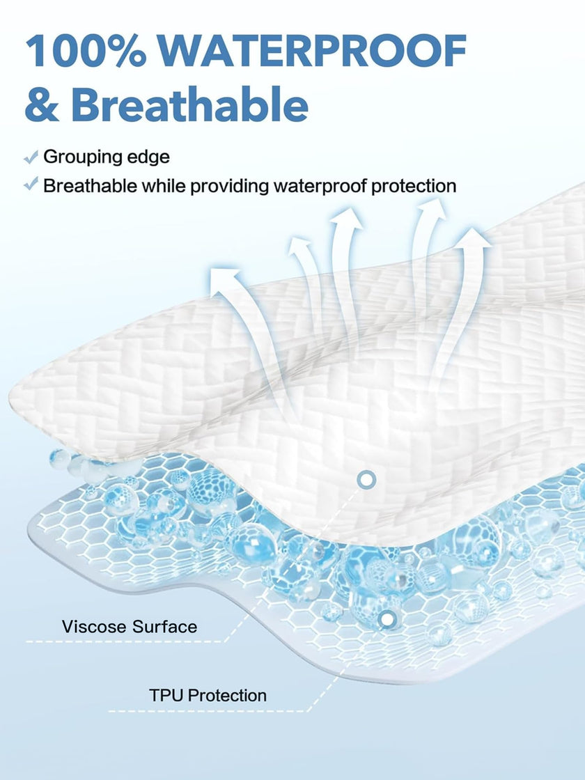 100% Waterproof Mattress Protector Twin Size, Premium Viscose from Bamboo Mattress Pad Ultra Soft Breathable, Noiseless Mattress Cover Fitted 8