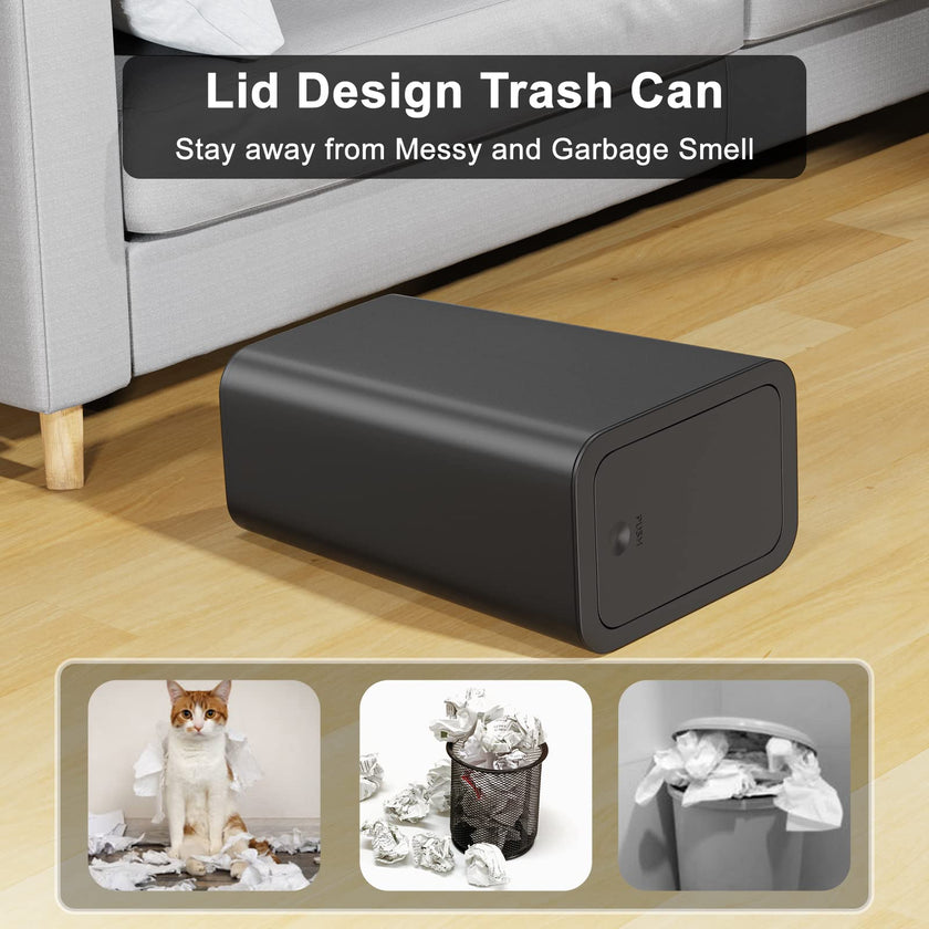 3 Pack 10 Liter Bathroom Trash Can with lid, 2.6 Gallon Kitchen Trash Can,Small Garbage Can Slim Compost Bin Waste Basket for Bathroom,Kitchen,Bedroom,Living Room,Office,Laundry - Black 🍁 All In One Marketplace Canada