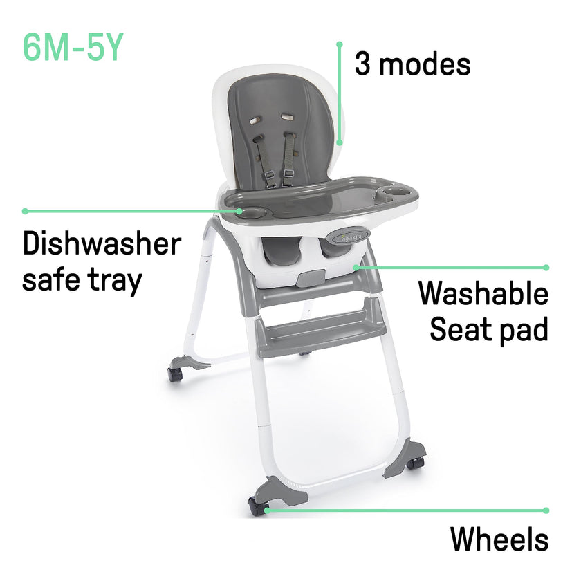 Ingenuity SmartClean Trio Elite 3-in-1 Convertible Baby High Chair, Toddler Chair, and Dining Booster Seat-Slate 🍁 All In One Marketplace Canada