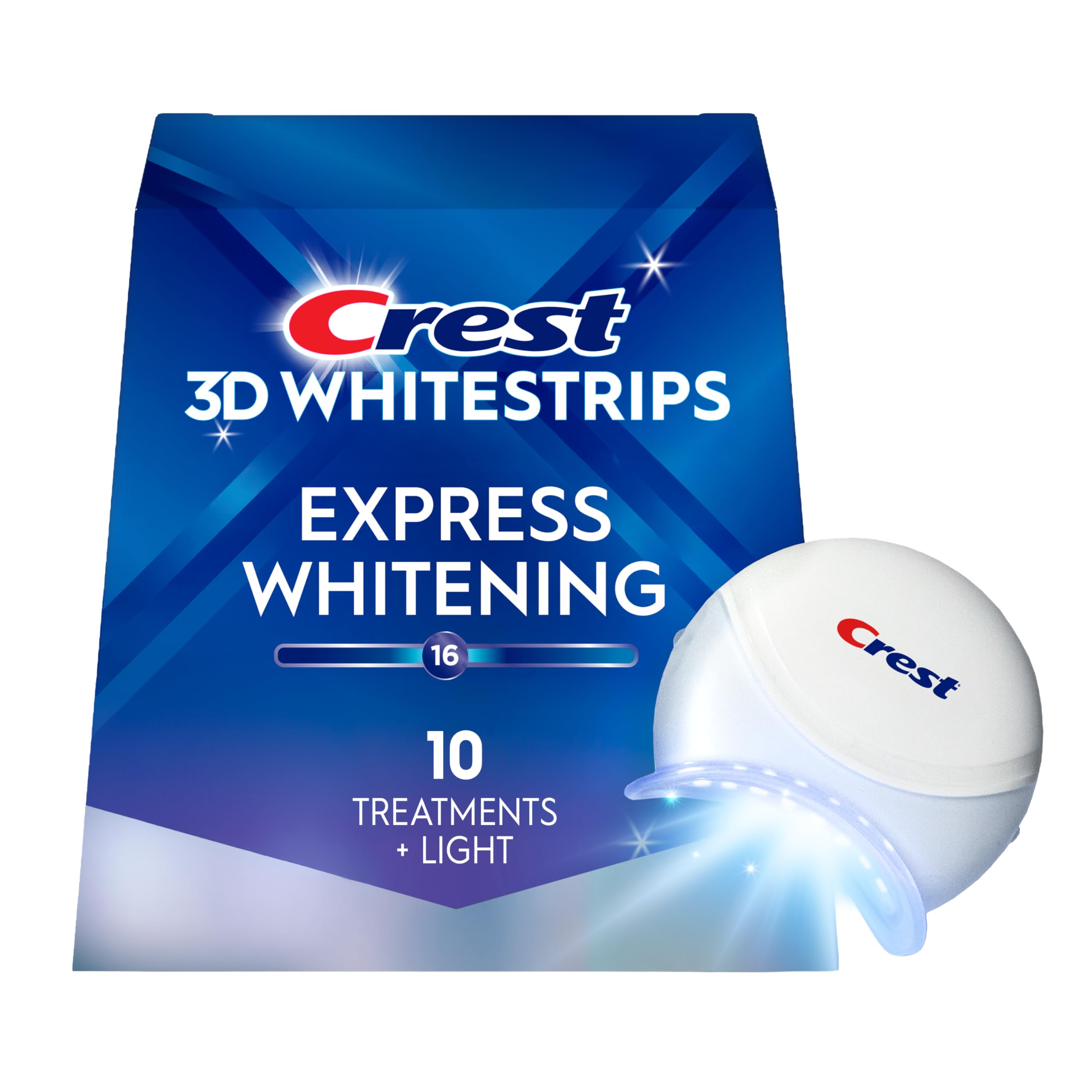 Crest 3D Whitestrips Express Whitening + Whitening Light At-home Teeth Whitening Kit, 10 Treatments + Light, 16 Levels Whiter 🍁 All In One Marketplace Canada