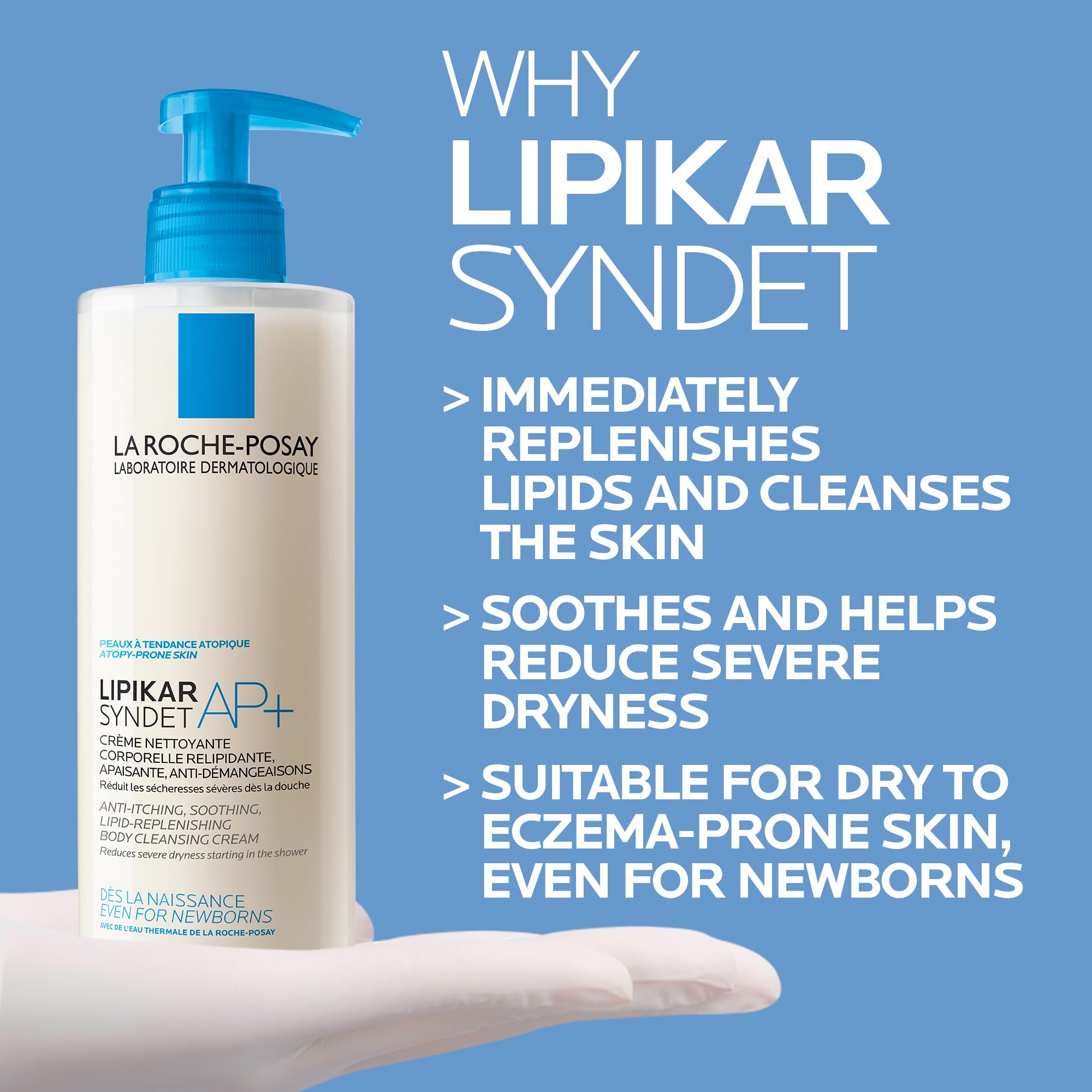 La Roche-Posay Body Wash, Lipikar Syndet AP+ Anti-Itch Body Wash For Eczema-prone Skin with Shea Butter & Niacinamide, Fragrance Free, Suitable for Sensitive Skin, 400ml 🍁 All In One Marketplace Canada