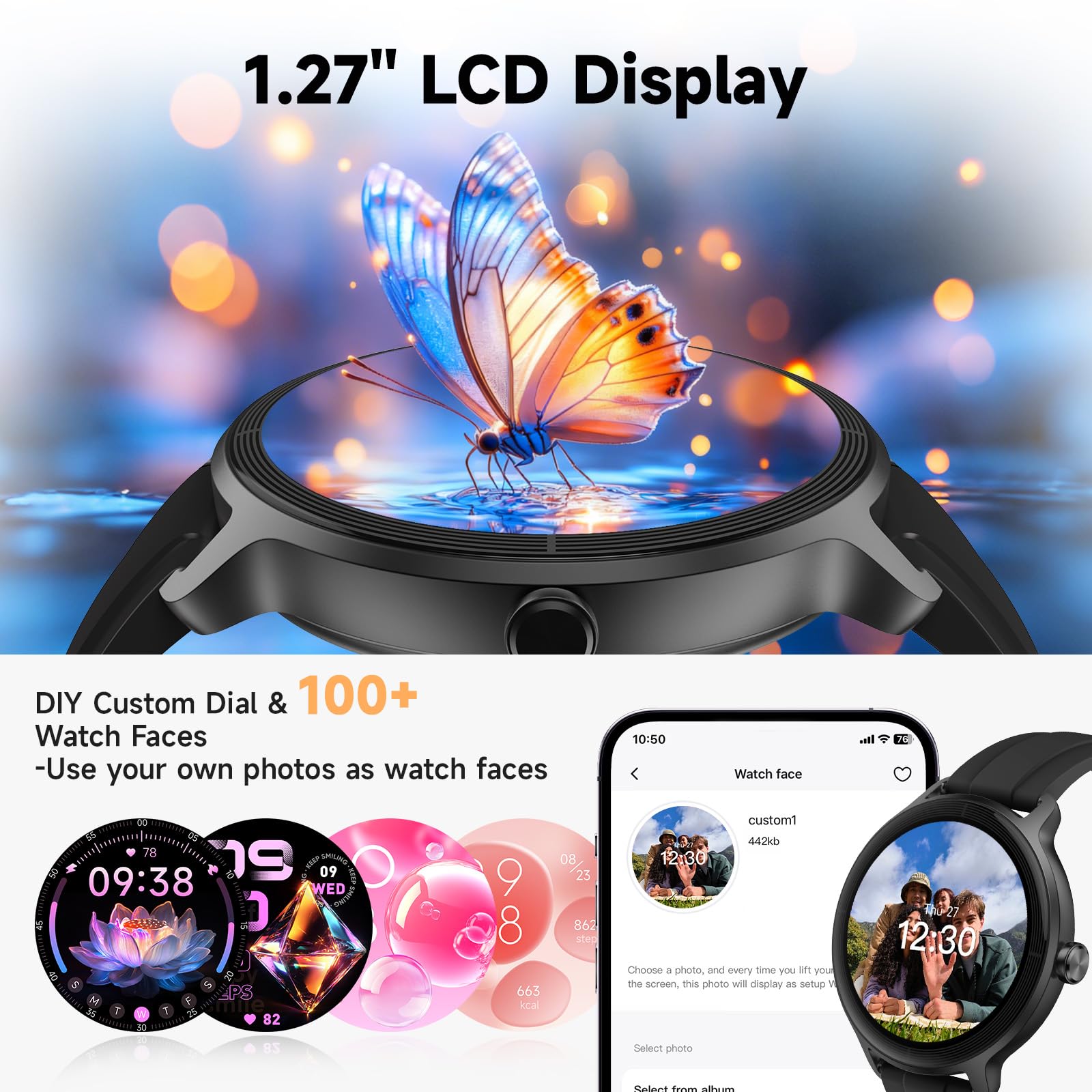 Smart Watch for Men Women, Bluetooth Calling, 1.27