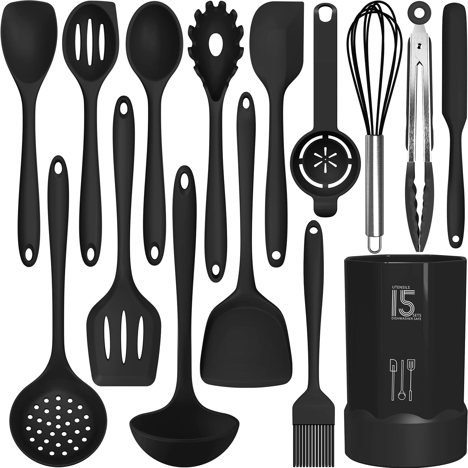Silicone Cooking Utensils Set - 446°F Heat Resistant Kitchen Utensils,Turner Tongs,Spatula,Spoon,Brush,Whisk,Kitchen Utensil Gadgets Tools Set for Nonstick Cookware,Dishwasher Safe (BPA Free) 🍁 All In One Marketplace Canada