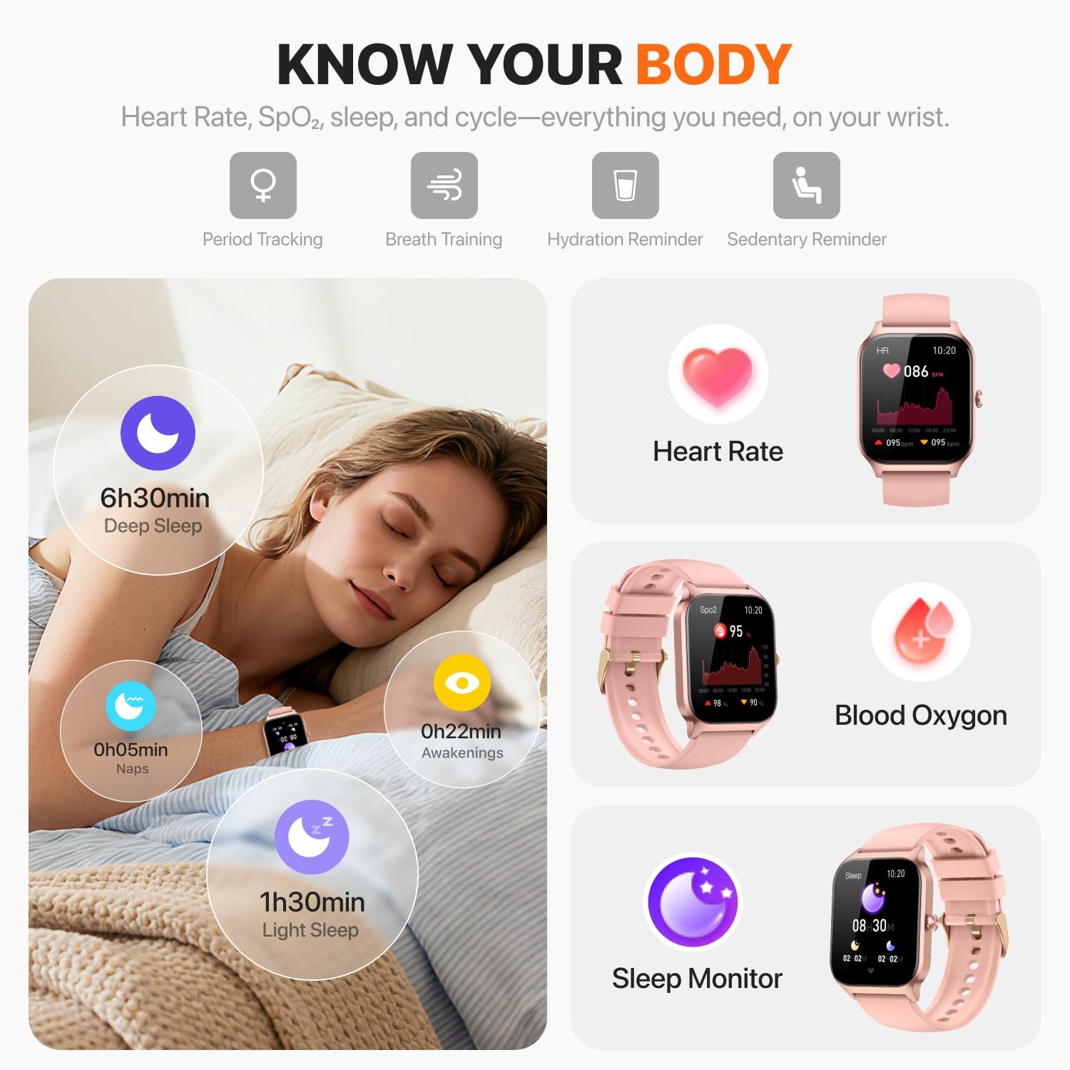 Smart Watch for Women Men - Answer/Make Call, Fitness Tracker Smartwatch for Android iPhone Compatible, Sleep Female Cycle, 120+ Sports Modes Step Counter (Classic, Pink, 1.83) 🍁 All In One Marketplace Canada