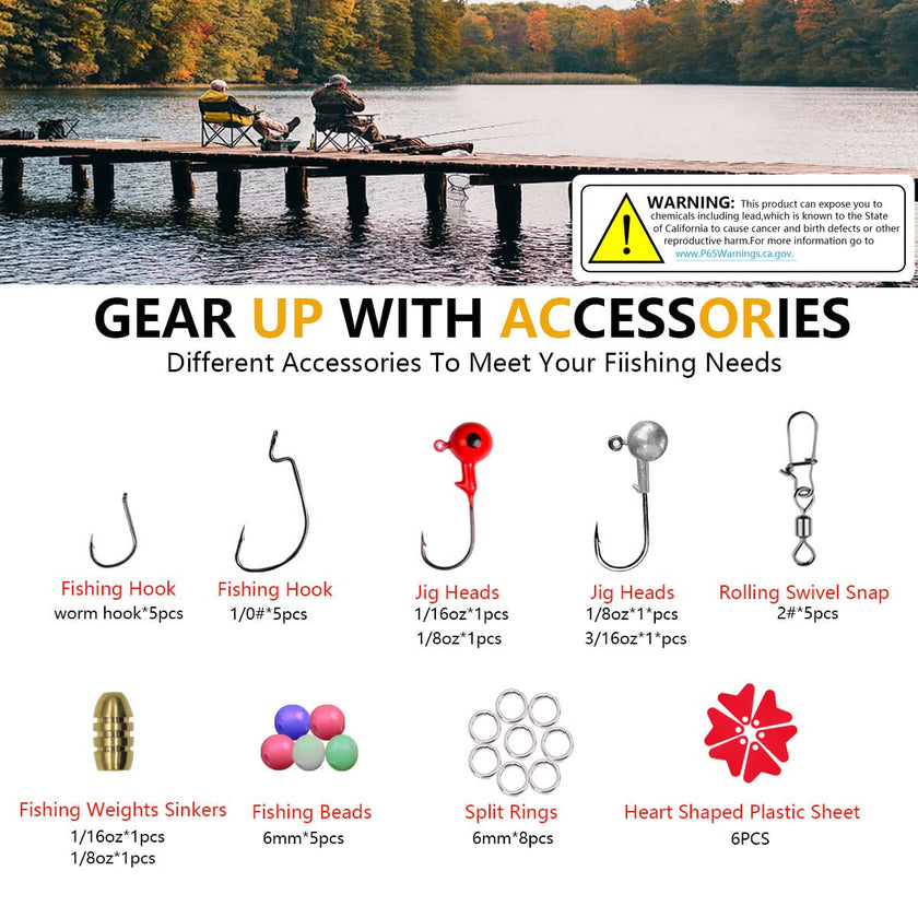 UperUper Fishing Lures Kit Set, Baits Tackle Including Crankbaits, Topwater, Spinnerbaits, Worms, Jigs, Hooks, Tackle Box and More Fishing Gear Lure for Bass Trout 🍁 All In One Marketplace Canada