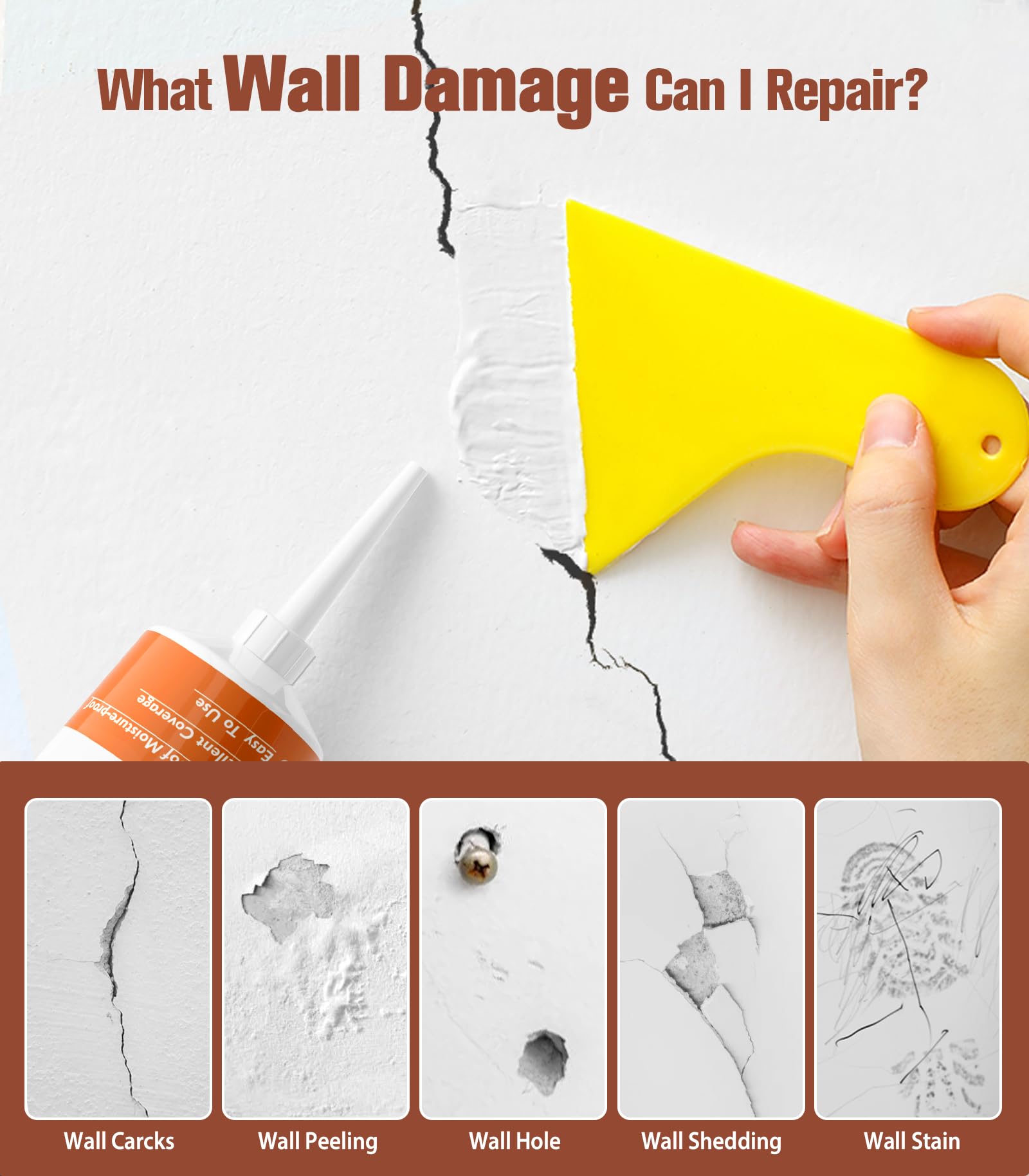Drywall Repair Kit, Spackle, Wall Hole Filler, 2 Pack Spackling with Putty Knife, Patch, Sandpaper, Small Wall Hole Repair Project for Walls, Plasterboard, Ceilings, Apartments Indoor Outdoor 🍁 All In One Marketplace Canada