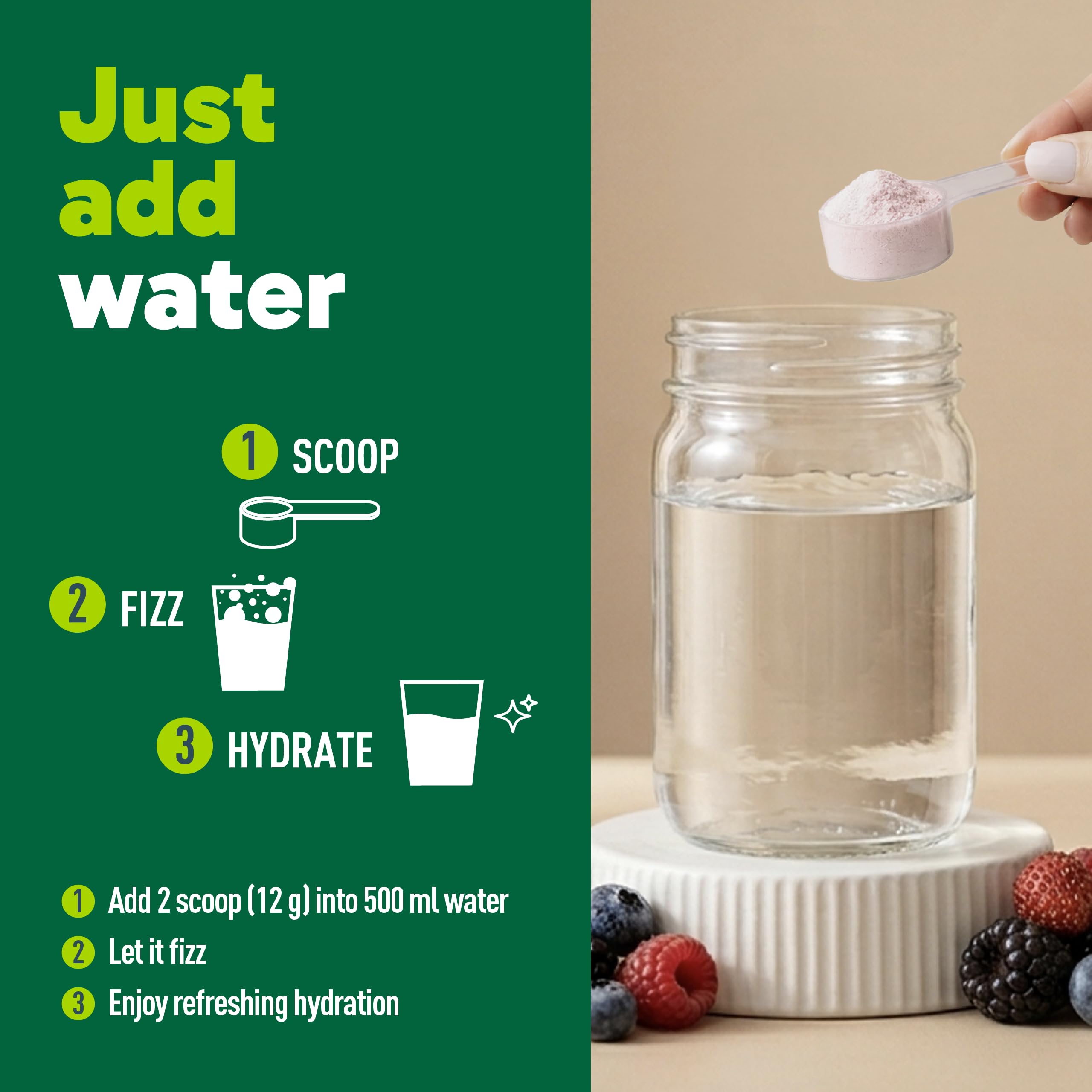 Organika Canadian-Made Electrolytes + Enhanced Collagen - Daily Hydration Powder with 5g of Collagen for Hair, Skin and Nails, 100% of Daily Vitamin C, Wildberry Flavour, 360 g, 30 Servings 🍁 All In One Marketplace Canada