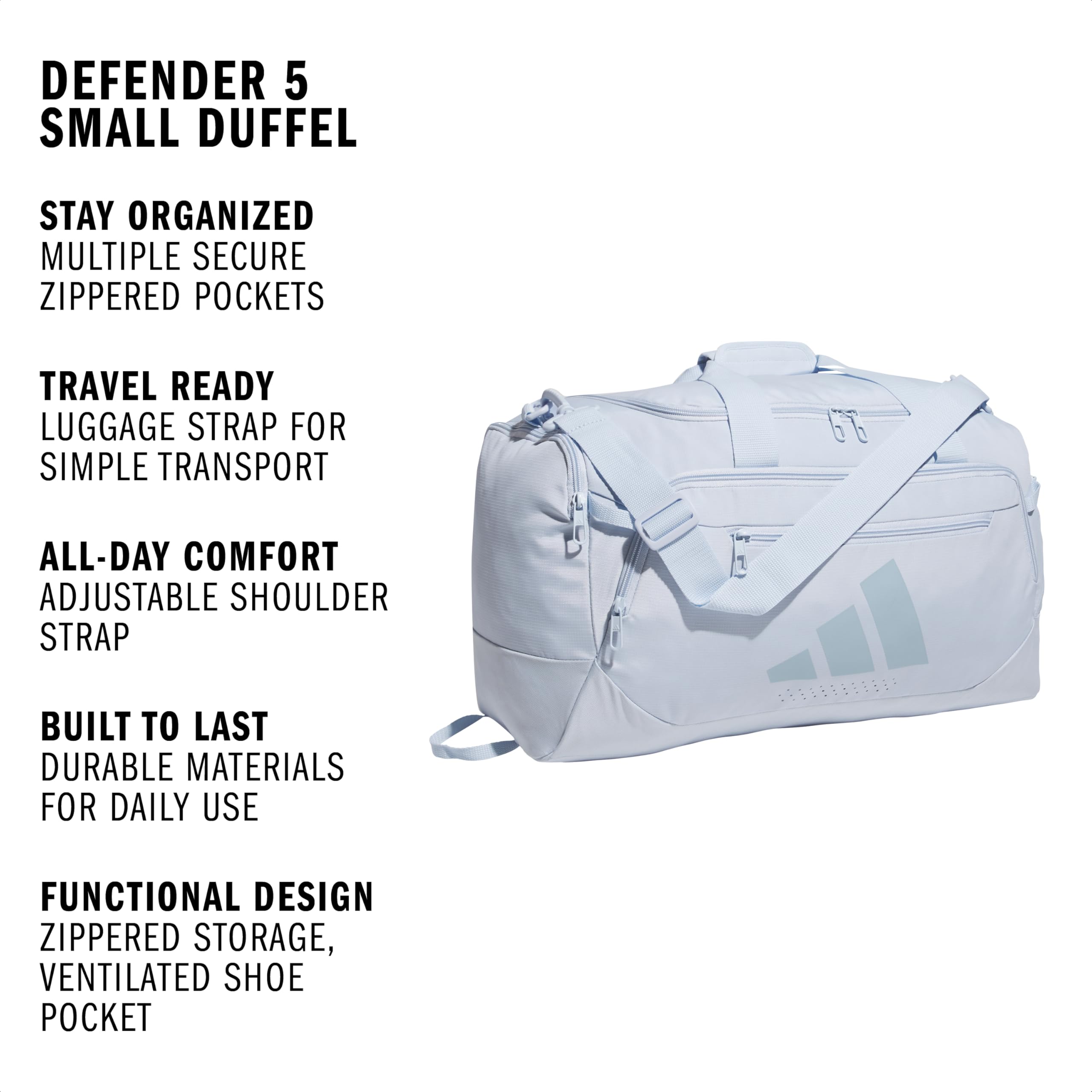 Adidas Unisex-Adult Defender 5 Small Duffel Bag, Crystal Sky/Wonder Blue, One Size Fits All 🍁 All In One Marketplace Canada