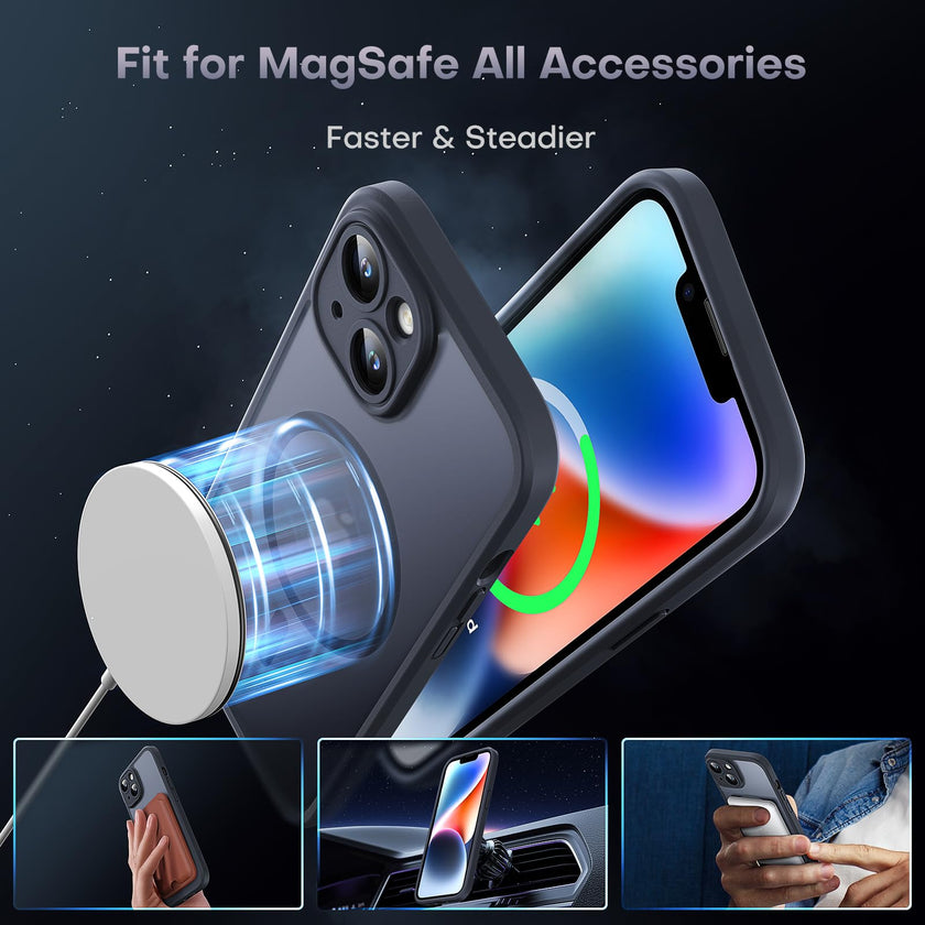 TOCOL Magnetic for iPhone 14 Case, Upgraded Full Camera Protection, Fit for MagSafe, Rugged Phone Case for iPhone 14 6.1 Inch, Drop Protection, Anti-Scratch, Black 🍁 All In One Marketplace Canada