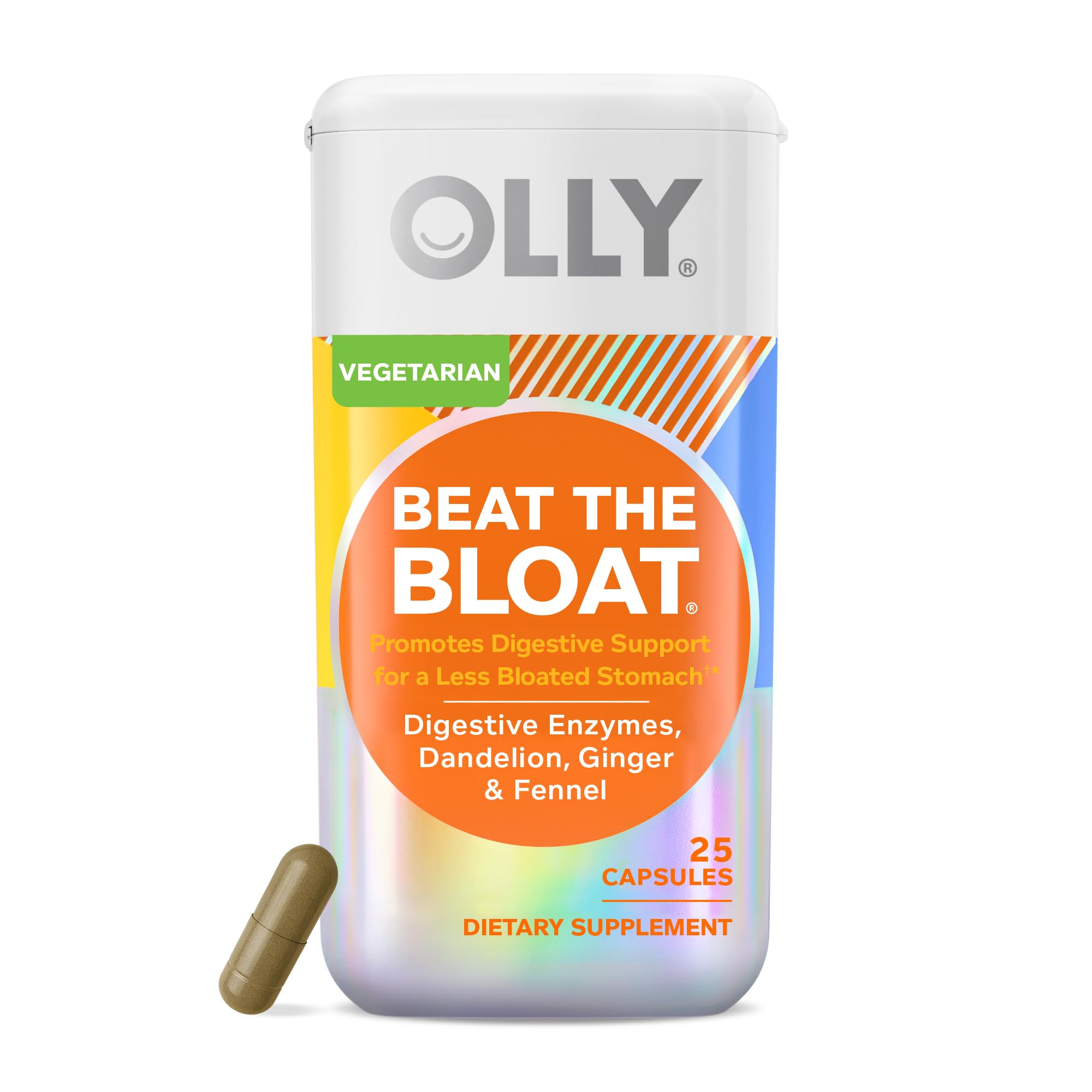 OLLY Beat The Bloat Capsules, Belly Bloat Relief for Gas and Water Retention, Digestive Enzymes, Vegetarian, Supplement for Women - 25 Count 🍁 All In One Marketplace Canada