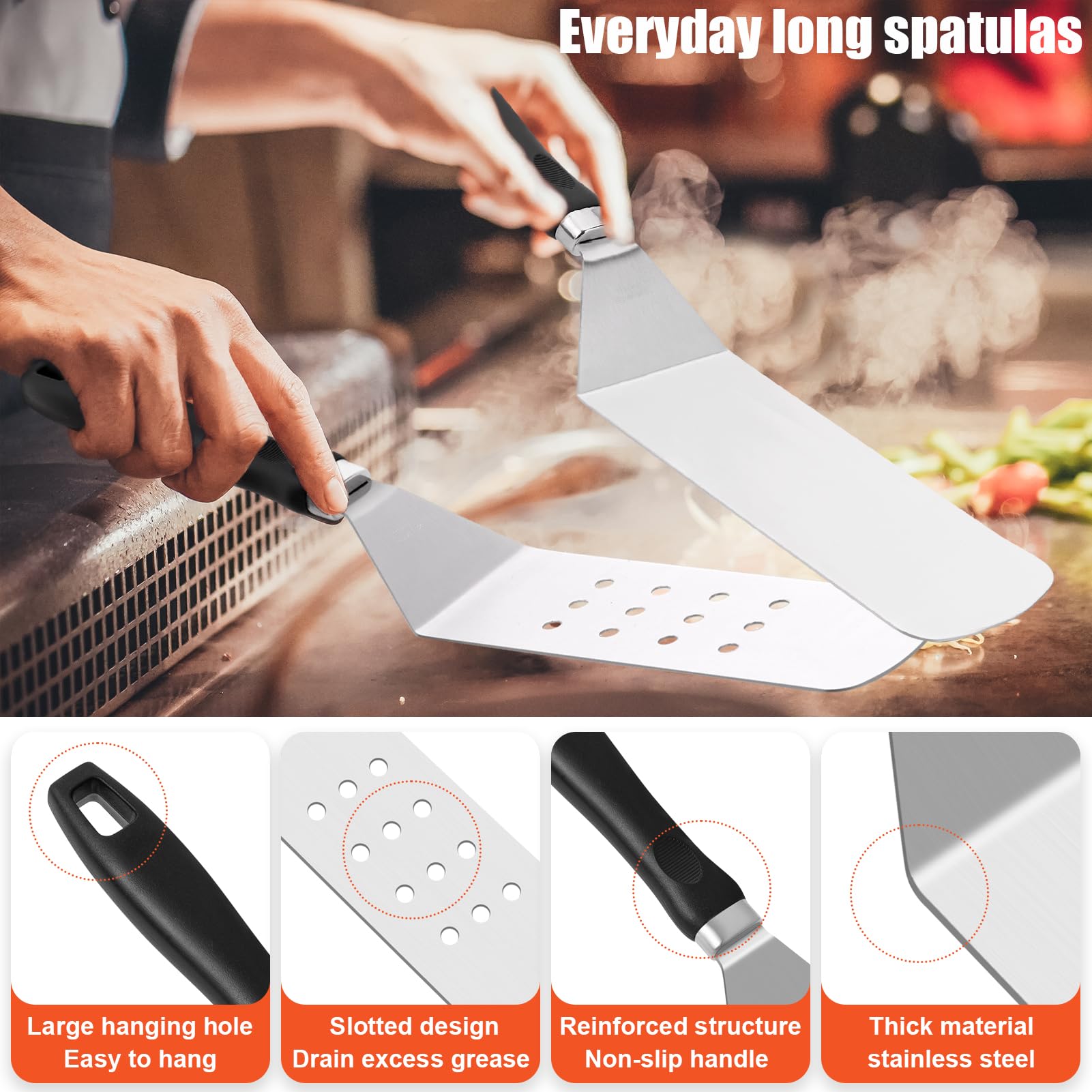 RINPIR 42pcs Griddle Accessories Kit for Blackstone, Flat Top Grill Spatula Set with Enlarged Spatulas, Melting Dome and Burger Press, Professional Hibachi Tools Gifts for Outdoor BBQ Teppanyaki 🍁 All In One Marketplace Canada