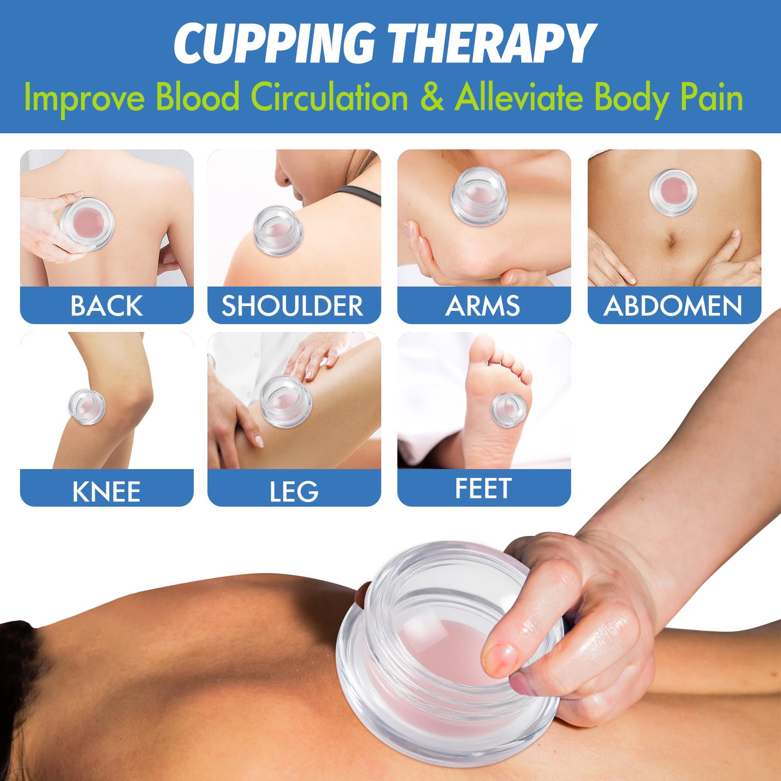 ELERA Silicone Cupping Therapy Set (3 Sizes, 7 Cups), Reusable Massage Cups for Deep Tissue, Cellulite, Face, Neck, Back, Joint, Body Relaxation 🍁 All In One Marketplace Canada