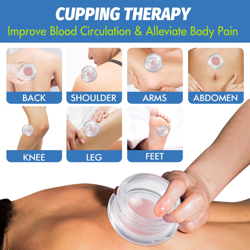 ELERA Silicone Cupping Therapy Set (3 Sizes, 7 Cups), Reusable Massage Cups for Deep Tissue, Cellulite, Face, Neck, Back, Joint, Body Relaxation 🍁 All In One Marketplace Canada