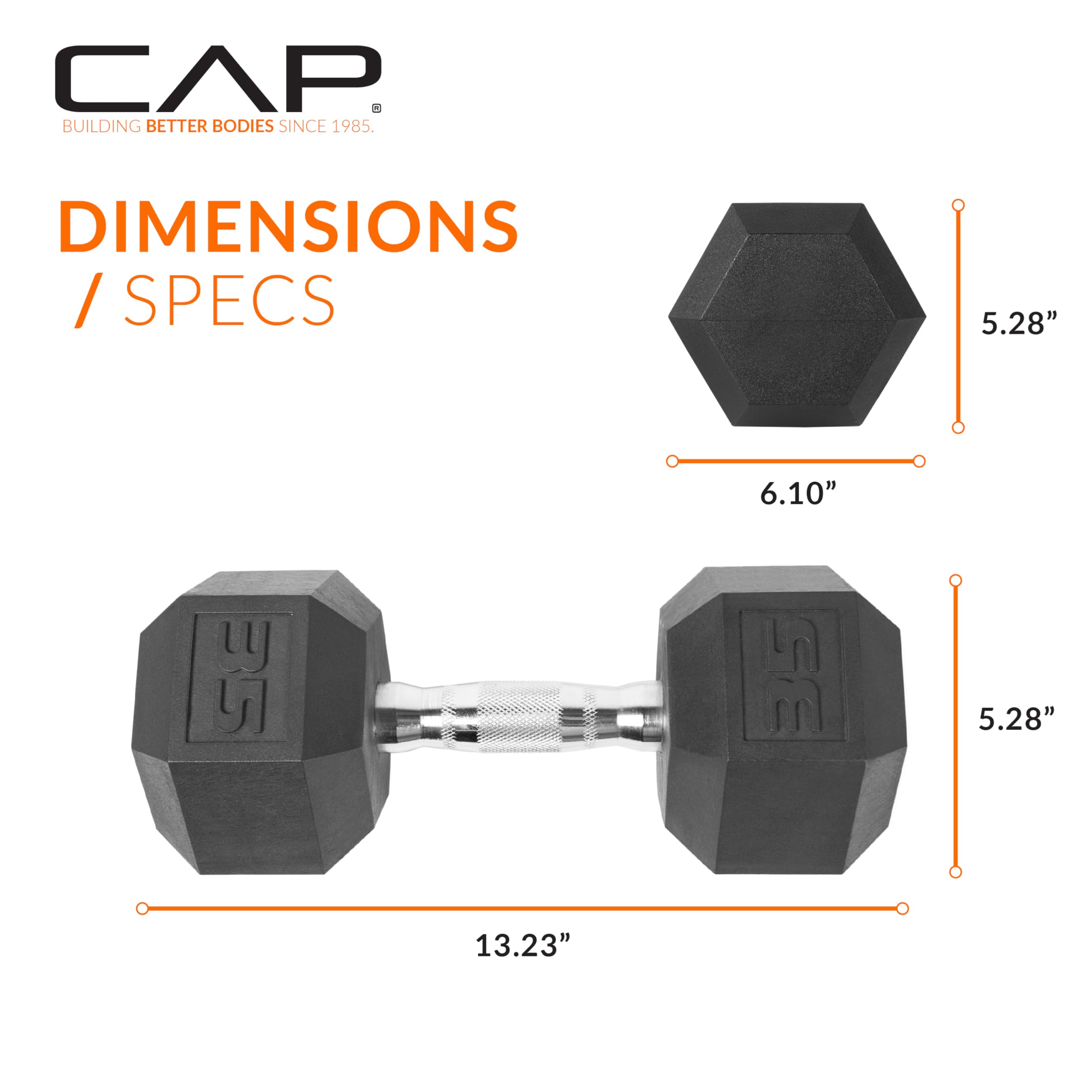 CAP Barbell 35 lb Rubber Coated Hex Dumbbell Weight 🍁 All In One Marketplace Canada