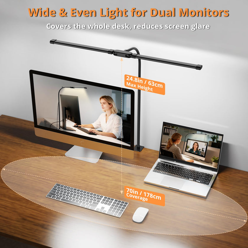 Desk Lamp with Clamp, Eye-Caring Desk Light with 50 Lighting Modes, Wide Double Head, Adjustable Architect Light Flexible Neck, Table lamp for Home Office, Computer, Craft(Includes Adapter) 🍁 All In One Marketplace Canada