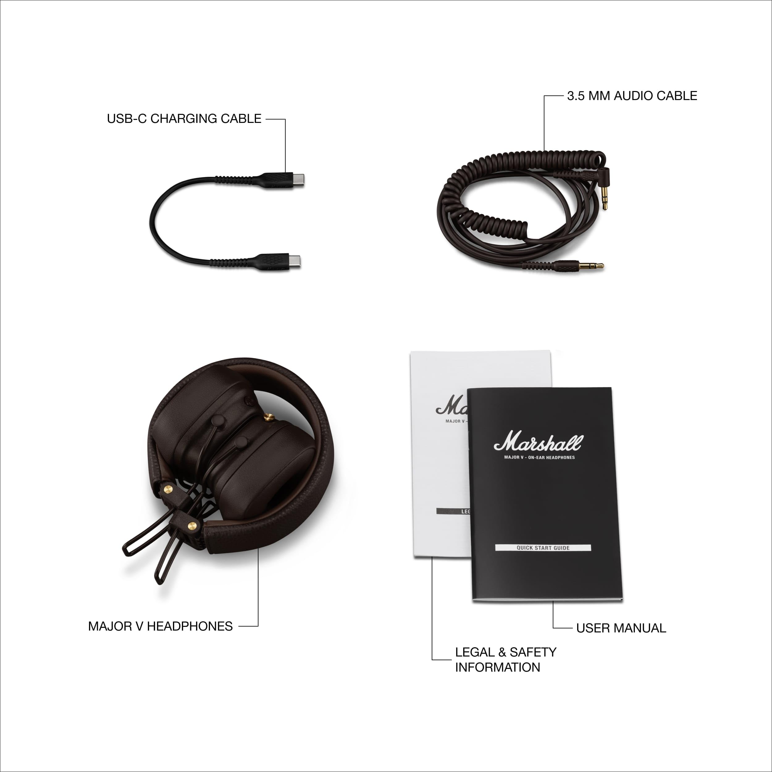 Marshall Major V Wireless On-Ear Headphones with 100+ Hours of Playtime - Brown 🍁 All In One Marketplace Canada