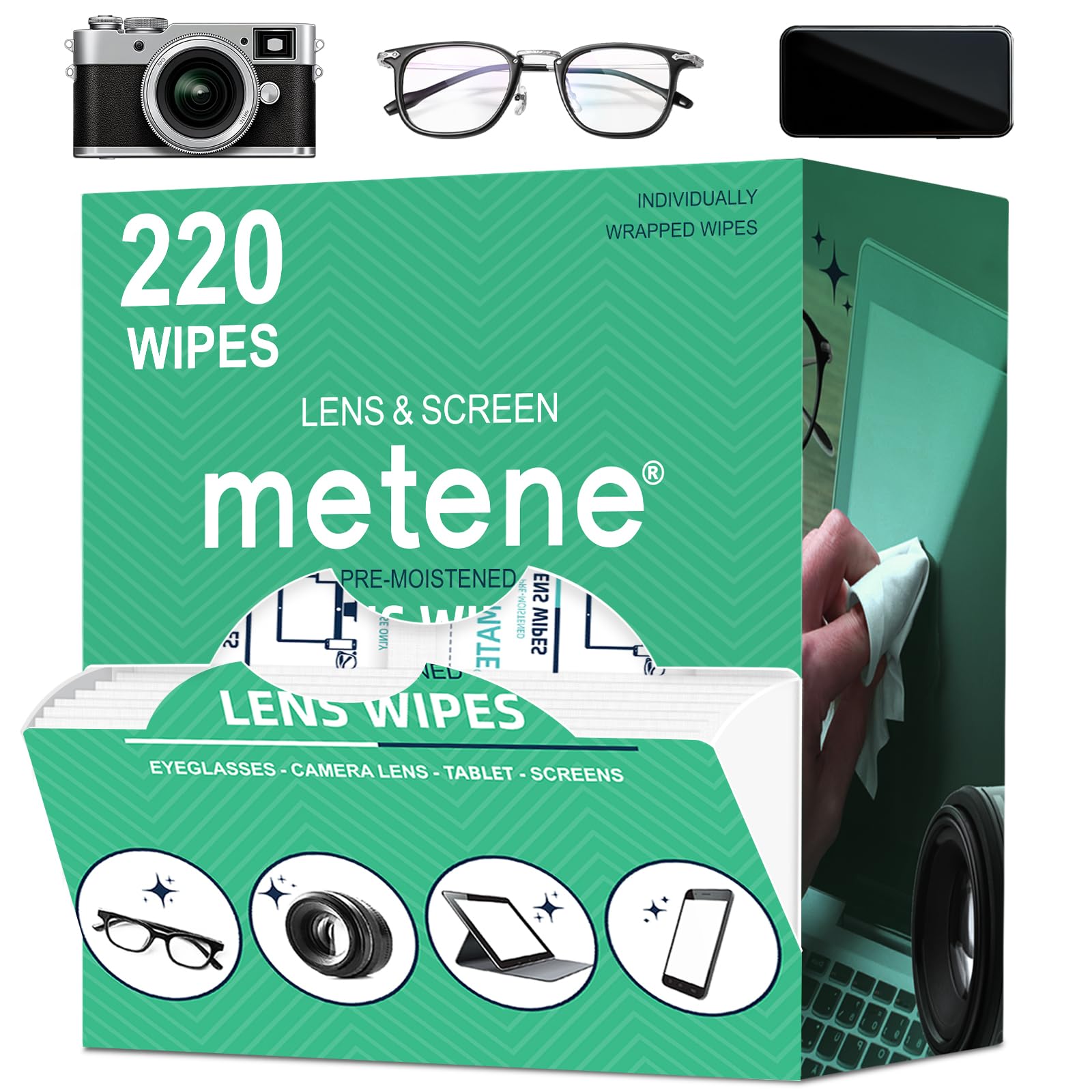 Metene Lens Wipes, 220 Pre-Moistened Individually Wrapped Glasses Wipes 🍁 All In One Marketplace Canada