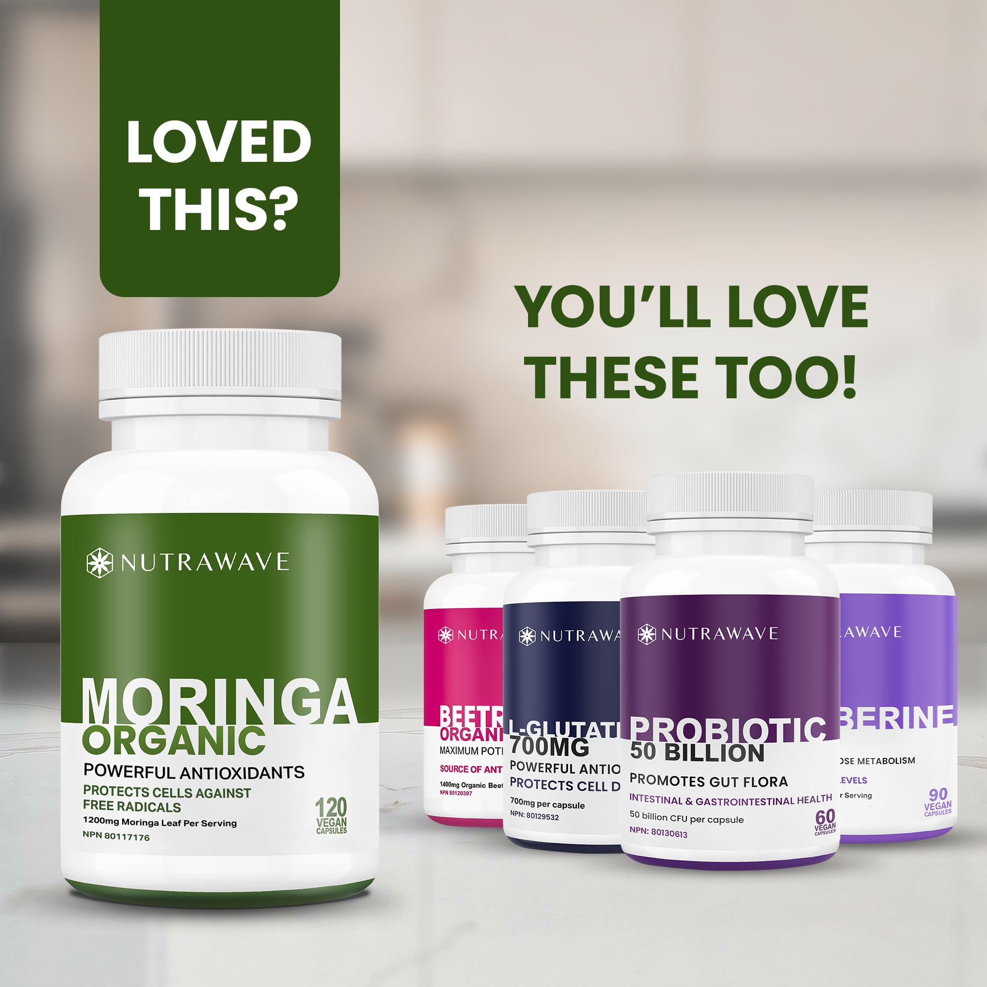Nutrawave ORGANIC MORINGA LEAF Capsules 1200mg High Potency (2 x 600mg) – Gluten Free, Non-GMO, Vegan-Friendly Antioxidant Supplement -120 Capsules 🍁 All In One Marketplace Canada