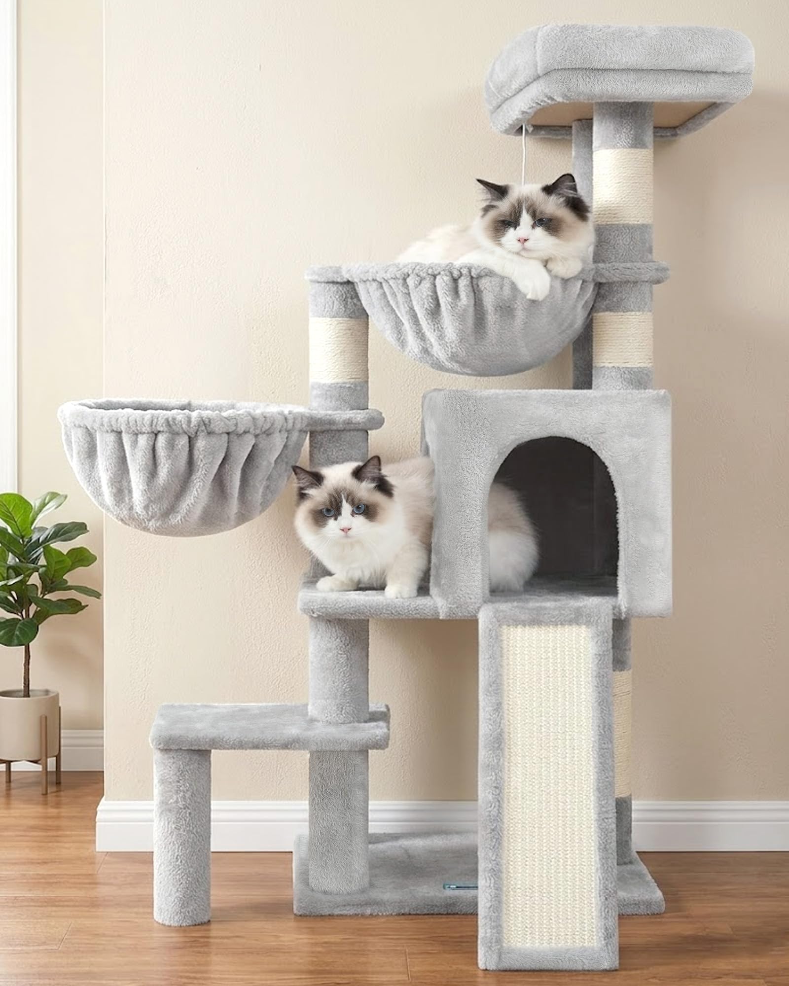 Gitelsnour Cat Tree, Cat Tower with condo, 2 Baskets, Large Platform, Scratch Board, Cat Scratching Posts for Indoor Cats, Light Gray GCT003SW 🍁 All In One Marketplace Canada
