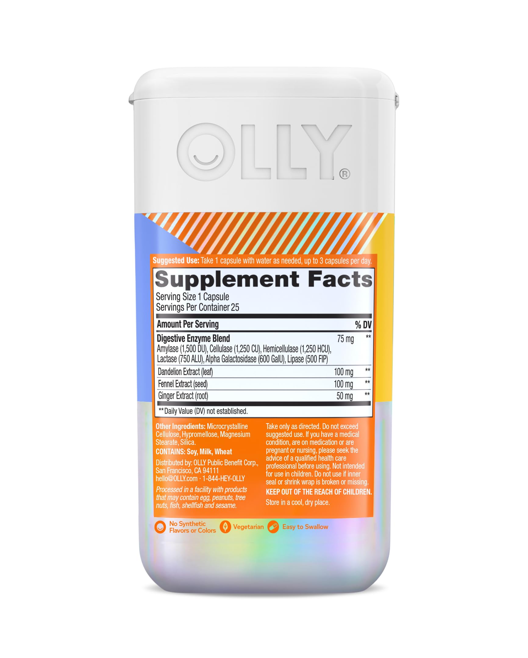 OLLY Beat The Bloat Capsules, Belly Bloat Relief for Gas and Water Retention, Digestive Enzymes, Vegetarian, Supplement for Women - 25 Count 🍁 All In One Marketplace Canada