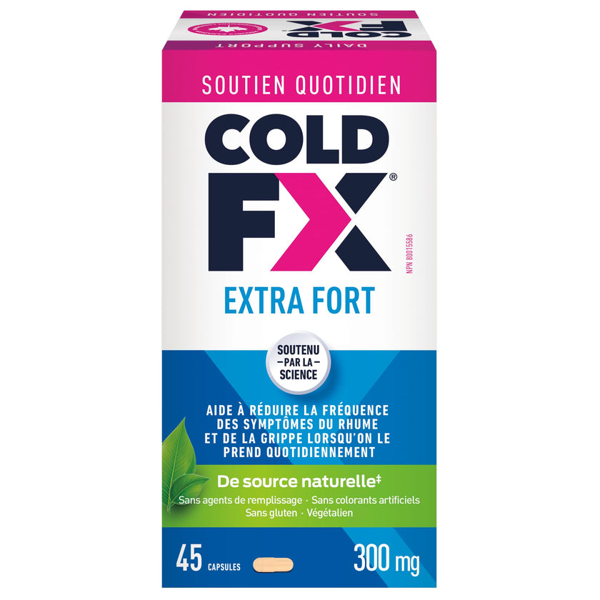 COLD-FX Extra Strength, Helps reduce the frequency of Cold and Flu Symptoms when taken daily, Formula contains uniquely derived extract from North American Ginseng, 50% more active ingredient compared to COLD-FX Daily Support Regular Strength, 45 Vegan Ca