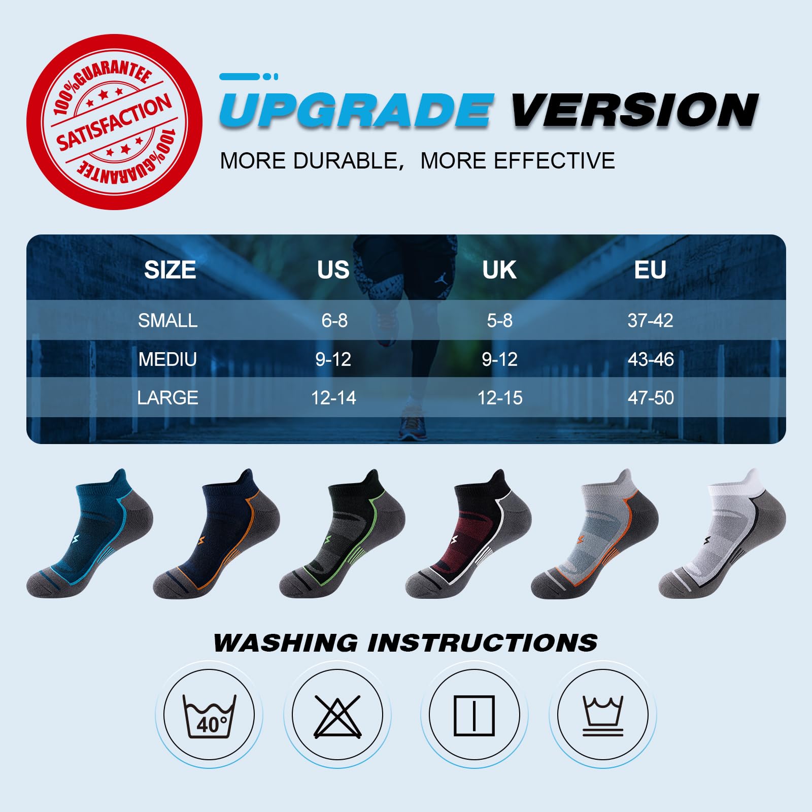 Cirorld Mens Ankle Running Socks, Athletic Cushioned Low Cut Moisture Wicking Cotton Short Sports Socks, 6 Pairs 🍁 All In One Marketplace Canada
