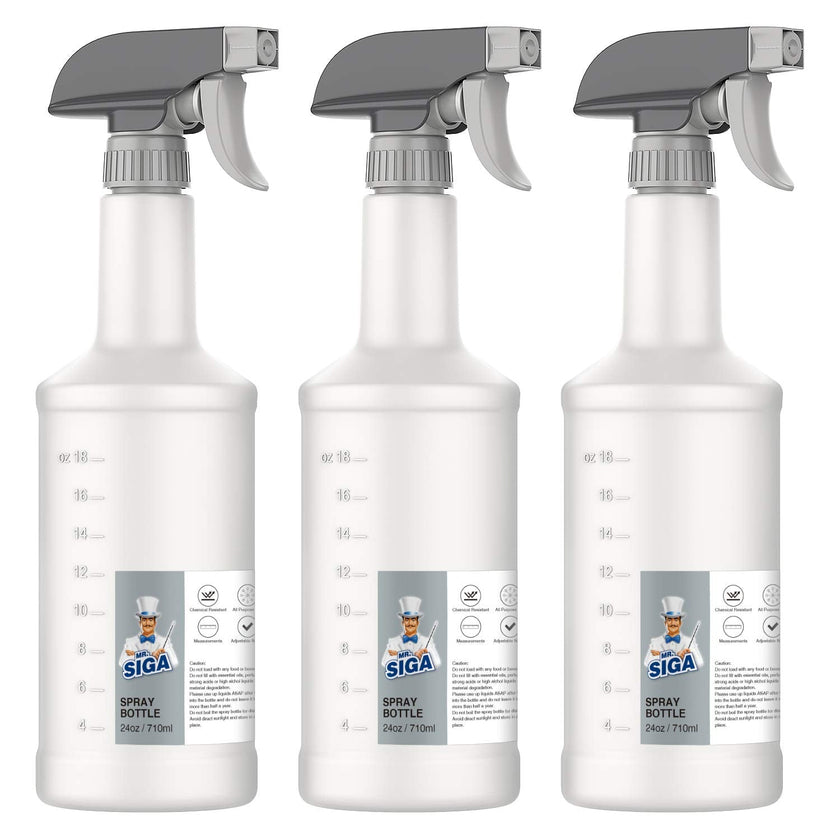 MR.SIGA 24 oz Plastic Spray Bottles for Cleaning Solutions, HDPE Commercial Grade Refillable Spray Bottles with Measurements and Adjustable Leak Proof Nozzle, 3 Pack 🍁 All In One Marketplace Canada