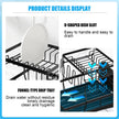 7 code Large Dish Drying Rack for Kitchen Counter,Detachable Large Capacity Dish Drainer Organizer with Utensil Holder,2-Tier Dish Drying Rack with Drain Board,Black 🍁 All In One Marketplace Canada