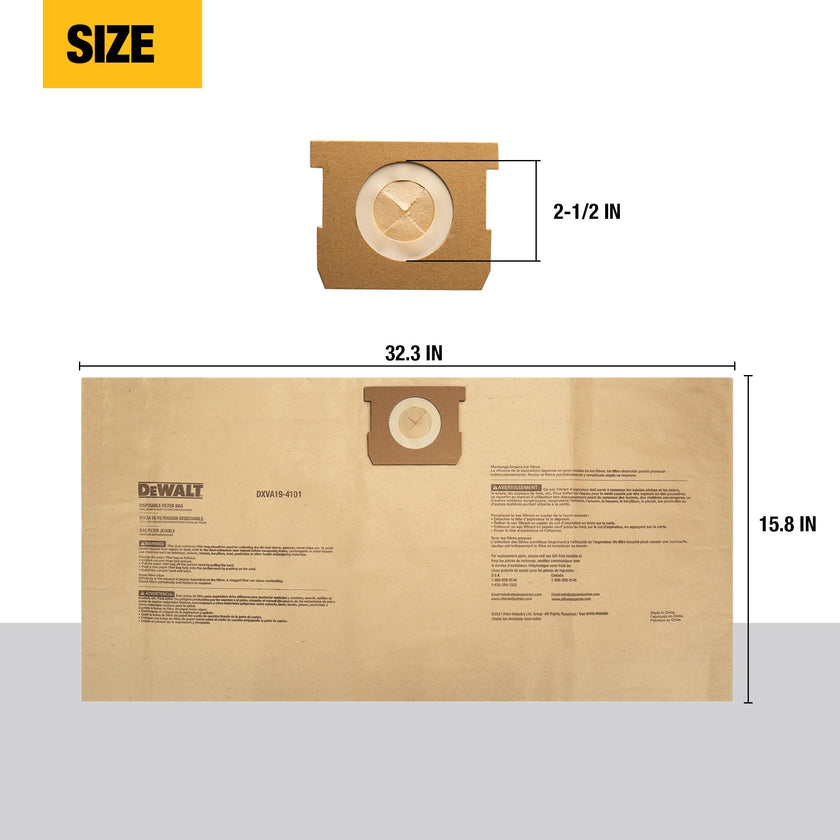3 Pack DEWALT Dust Bag DXVA19-4101, for 6-10 Gallon Wet/Dry Vacuum, DEWALT Vacuum Bags, Compatible with DXV06P DXV09P DXV09PA DXV10P DXV10PL DXV10S DXV10SA DXV10SB 🍁 All In One Marketplace Canada