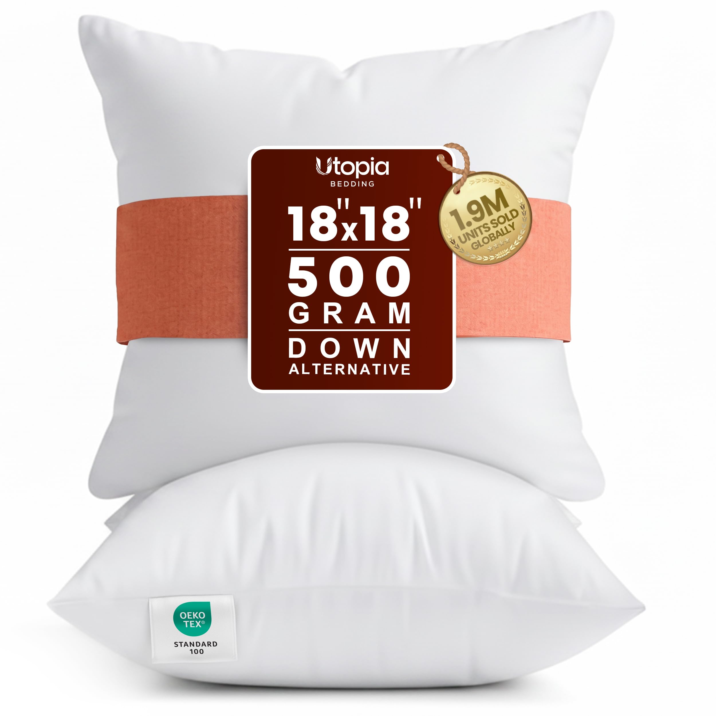 Utopia Bedding Throw Pillows Insert (Pack of 2, White) - 18 x 18 Inches Bed and Couch Pillows - Indoor Decorative Pillow 🍁 All In One Marketplace Canada