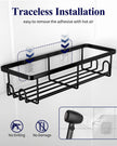 Kitsure Shower Caddy - 2 Pack Rustproof Stainless Steel Shower Organizer, No-Drill & Quick-Dry Shelves with Large Capacity, Durable Rack with 4 Hooks, Large, Black 🍁 All In One Marketplace Canada
