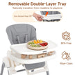 INFANS High Chair for Babies & Toddlers, Foldable Highchair with Multiple Adjustable Backrest, Footrest and Seat Height, Removable Tray, Detachable PU Leather Cushion, Built-in Rear Wheels (Grey) 🍁 All In One Marketplace Canada