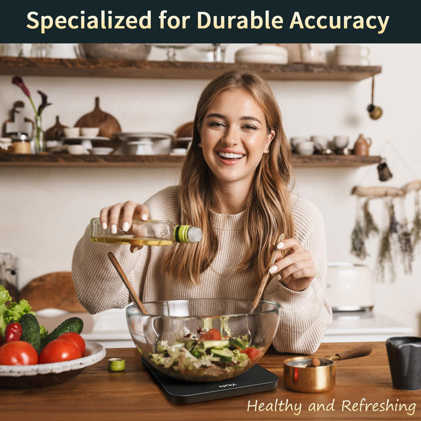 Vitafit 33lb/15kg Digital Food Scale in High Precision 0.1oz/1g, Our Own Kitchen Scale Professional Factory Since 2001, Scale Grams for Cooking & Baking, LED, 3*AAA Battery, Spray Silver Black 🍁 All In One Marketplace Canada