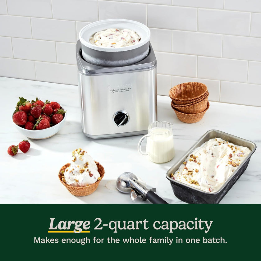 Cuisinart Pure Indulgence Frozen Yogurt-Ice Cream & Sorbet Maker, 2-Qt Capacity, Silver (ICE-30WNC) 🍁 All In One Marketplace Canada