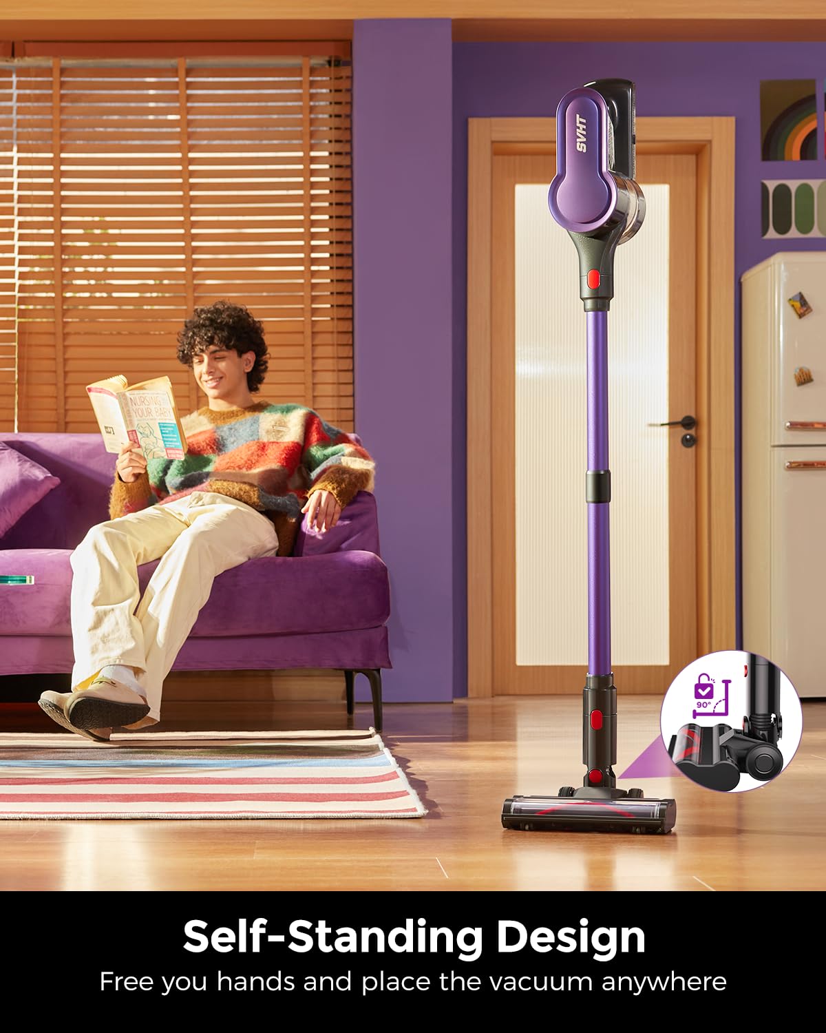 Cordless Vacuum Cleaner, 500W 45KPA 50Mins Stick Vacuum Cleaners for Home with LED Light, Self-Standing, Anti-Tangle Brush & 1.6L Dust Cup, Lightweight Vacuum for Pet Hair, Carpets, Hard Floors 🍁 All In One Marketplace Canada