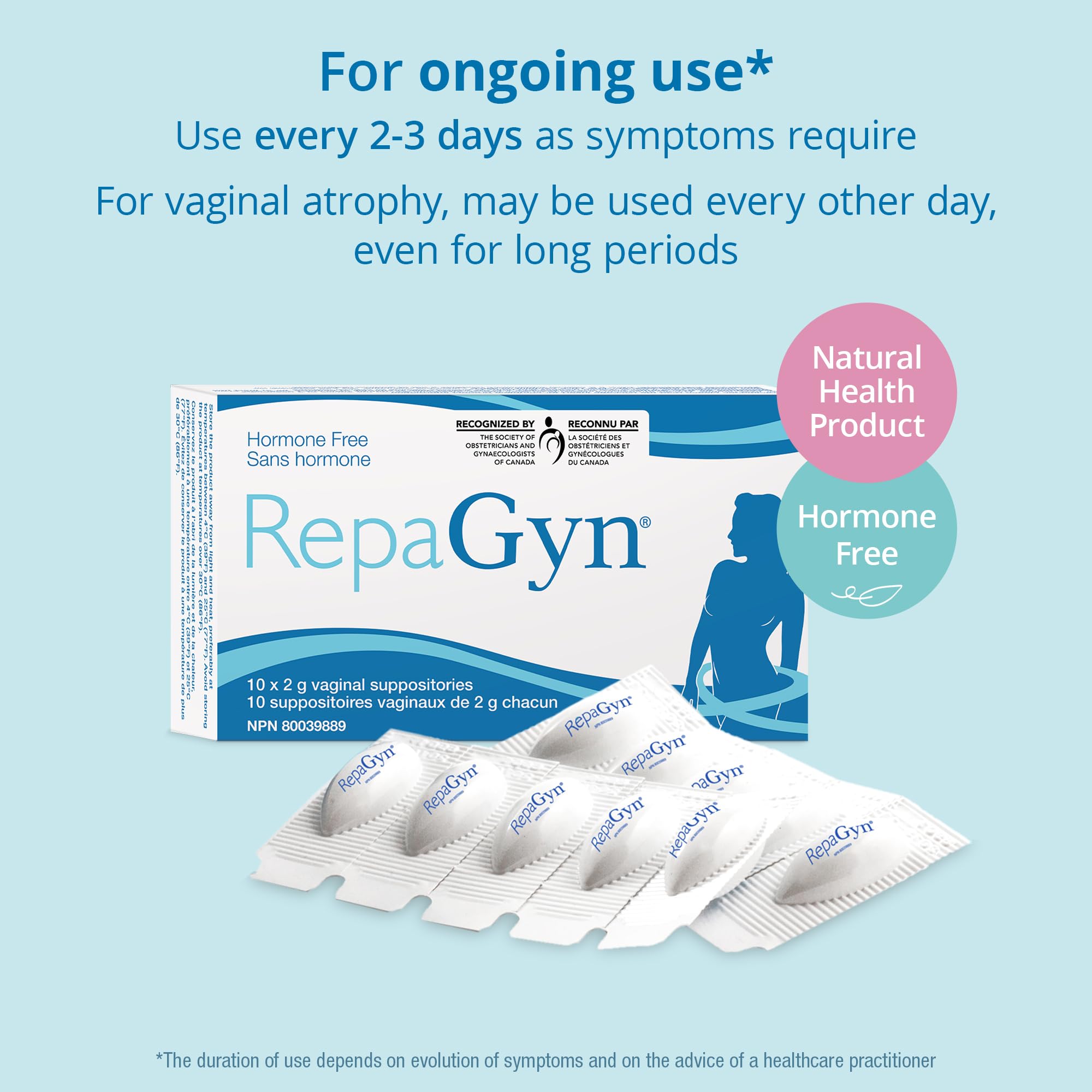 RepaGyn Vaginal Dryness Moisturizer - Helps Relieve Vaginal Dryness and Moisturizes Vaginal Tissue - Made with Hyaluronic Acid to Promote Healing of Vaginal Mucosa - Non-hormonal Natural Health Product 🍁 All In One Marketplace Canada